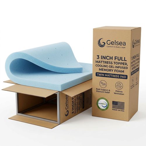 Gelsea 3 Inch Full Cooling Gel Memory Foam Mattress Topper