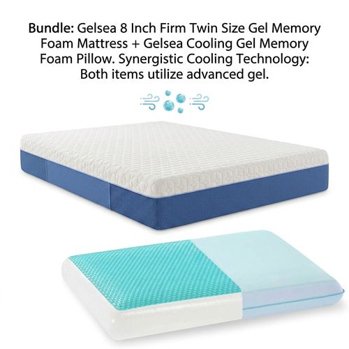 Gelsea 8 Inch Twin Mattress + Cooling Pillow Bundle