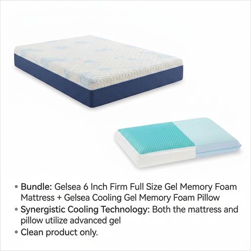 Gelsea 6 Inch Full Mattress + Cooling Pillow Bundle